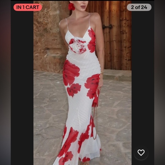 ZARA FLORAL POLKA DOT DRESS MEDIUM - Picture 7 of 16